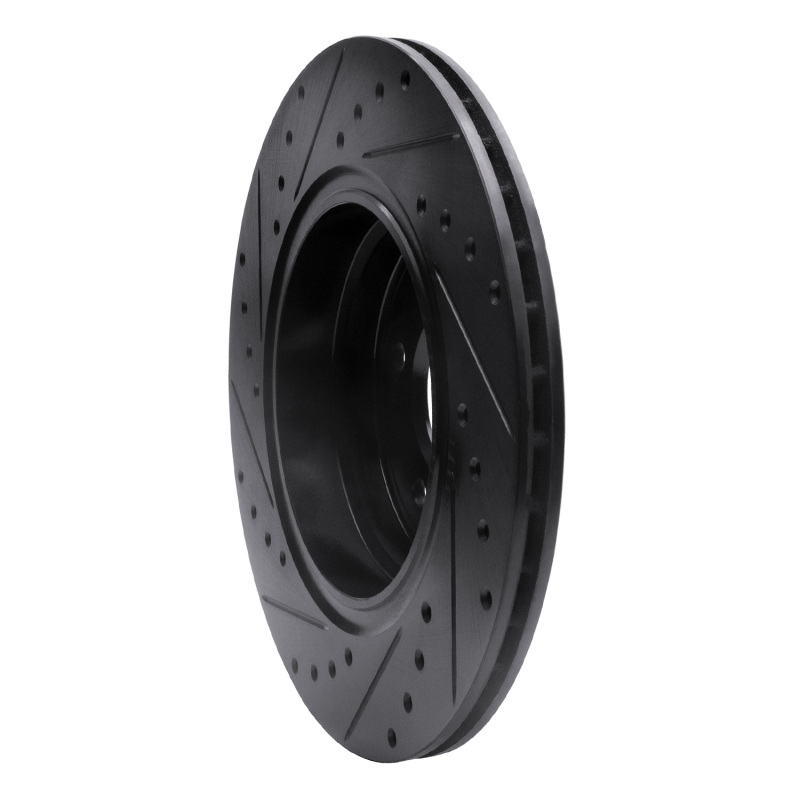 BMW 750IL Brake Rotor (1) - Rear Right - R1 Concepts - Drilled & Slotted - Black - `95-`03